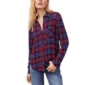 Rails Brady Button Down Shirt Mulberry Teal Blue M